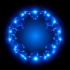 Poster - Glowing blue octagonal fractal light design