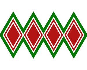 Poster - Geometric border featuring repeating red and green diamond shape elements