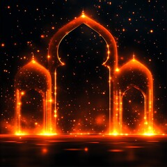 Poster - Glowing Islamic Arches