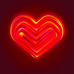 Poster - Glowing layered heart, vibrant red and orange hues