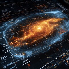 Poster - Glowing nebula within a digital interface