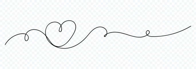 Naklejka na meble Heart line abstract love symbol. Symbol of love one line abstract minimalist outline drawing. Continuous line art drawing. Love with two hearts sign. Vector illustration