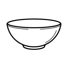 Poster - Illustration of a simple white bowl with a black outline on white background