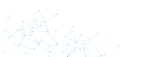 Aufkleber - Abstract white blue digital technology futuristic communication high tech concept background. Technology dots lines connect network background.	