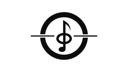 Aufkleber - A black and white musical note with a circle around it. The circle is filled with musical notes