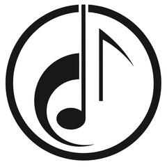 Aufkleber - A black and white musical note with a circle around it. The circle is filled with musical notes