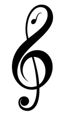 Aufkleber - The letter S is curved and has a swirl. It is black and white