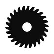© Hena - Black silhouette of a circular saw blade isolated on white background