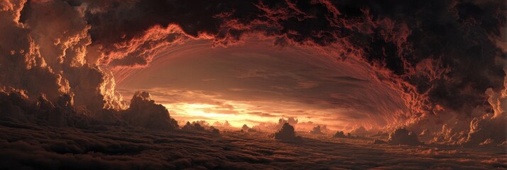 Wall Mural - Mystical Sunset: A Dramatic Clash of Heaven and Hell with Abstract Elements in an Impressive Apocalypse