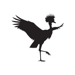 Poster - Black crowned crane silhouette isolated on white background. Crane icon vector illustration design
