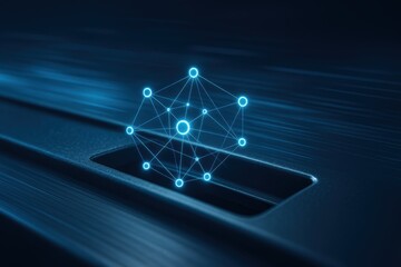 Poster - Abstract Network Connection with Glowing Nodes on Dark Background for Technology Concepts