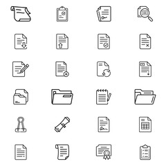 Poster - Collection of various document and file icons including clipboards folders and certificates displayed neatly