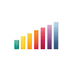 Fototapete - Increasing Data Growth Trend Chart with Colorful Bars Representing Progress and Success in Business Analysis