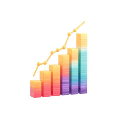 Fototapete - Colorful 3D Bar and Line Chart Illustrating Growth Trends in Business and Finance Statistics