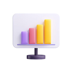 Fototapete - 3D colorful data visualization with bar charts on computer monitor, representing growth and analytics in business, finance, and statistics
