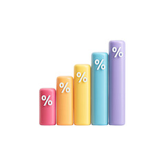 Fototapete - Colorful Percentage Bar Graph Displaying Growth in Data Statistics and Financial Trends for Business Insights