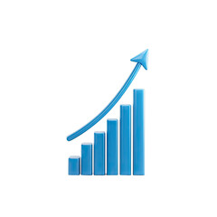 Fototapete - Blue bar chart with upward trend arrow representing growth, success, and financial analysis in modern design style