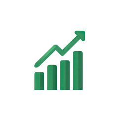 Fototapete - Green Arrow Increasing Graph Icon Representing Business Growth and Success in Financial Market Analysis and Investment Strategies