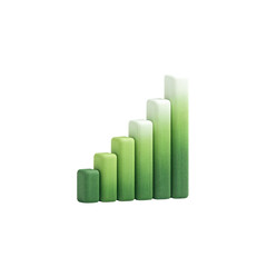 Fototapete - Green Gradient Bar Graph Illustration Representing Growth, Progress, and Success in Financial Analytics or Business Metrics