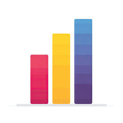 Fototapete - Colorful Bar Graph Representing Data Growth with Three Distinct Bars in Different Colors for Infographics and Presentations