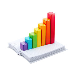 Poster - Colorful chart rising from open notebook representing growth and progress in business learning and development