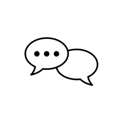 Poster - Two overlapping speech bubbles with dots indicating conversation or typing on a white background