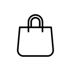 Poster - Simple black outline icon of a shopping bag with handles on a white background