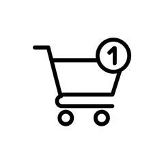 Poster - Simple black line icon of a shopping cart with a circle containing the number one