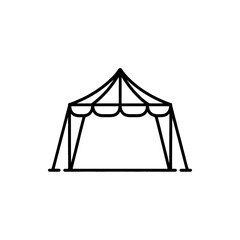 Poster - Simple black line art icon of a circus tent with a peaked roof and open sides