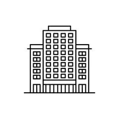 Poster - Simple line art illustration of a modern multi story office building with many windows