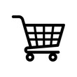 © MstSamima - Simple black shopping cart icon representing commerce retail and online purchasing on a white background