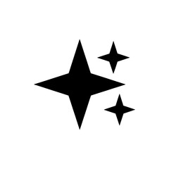 Poster - Three black four pointed stars shining brightly on a clean white background