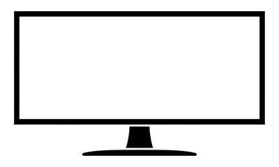Poster - Simple black outline of a computer monitor with a blank white screen