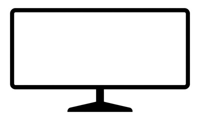 Poster - Simple black outline of a modern flat screen computer monitor with a white blank screen