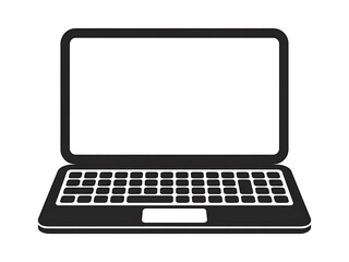 Poster - Modern black and white icon of an open laptop computer on a white background