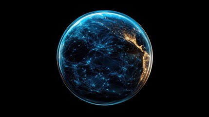 Poster - Global Globe Earth Globe with network lines connecting different locations, symbolizing global communication and data flow