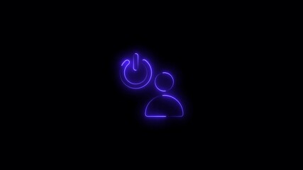 Aufkleber - Neon glowing user icon animation. neon profile icon. Glowing neon person or people sign animation background.