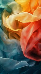 Poster - Colorful Fabric Swirls Background in Blue, Yellow and Red