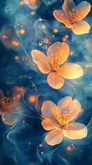 Poster - Floral Background with Glowing Blossom and Decorative Elements