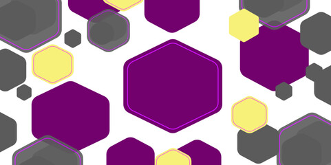 Poster - Purple and gray wallpaper design vector. Minimal abstract background with hexagon shape illustration.