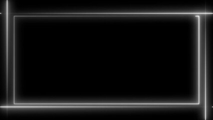 Aufkleber - Abstract neon line picture frame background, Rectangular Fire effect Animation. neon box rotation retro moving movement ring display cover box on