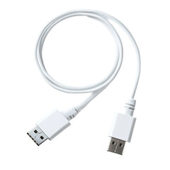 white usb connection adapter cable isolated [transparent background png].