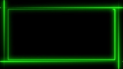 Aufkleber - Abstract neon line picture frame background, Rectangular Fire effect Animation. neon box rotation retro moving movement ring display cover box on