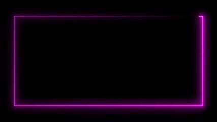 Aufkleber - Abstract neon line picture frame background, Rectangular Fire effect Animation. neon box rotation retro moving movement ring display cover box on