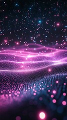 Poster - Abstract Glowing Particles Forming Landscape and Starry Sky