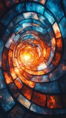 Aufkleber - Abstract Swirling Tunnel with Light and Contrasting Colors