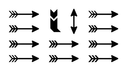 Poster - Vector art of a collection of diverse arrow icons indicating direction and movement, symbolizing progress and choice