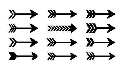 Poster - Vector art of a collection of black arrows pointing to the right, symbolizing direction and progress