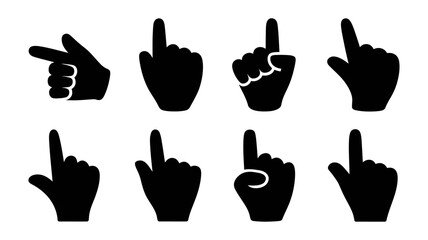 Poster - Vector art of a collection of eight black hand cursor icons pointing in various directions