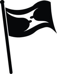 Aufkleber - Black Flag Waving on Pole Abstract Design Two Overlapping Shapes Simple Graphic white
